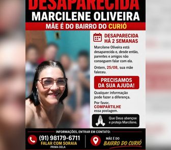 Imagem - Família procura por Marcilene Oliveira, desaparecida há duas semanas em Belém